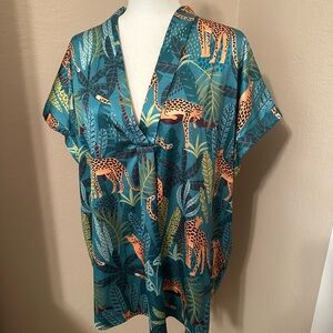 Teal Leopard Print Women's Top